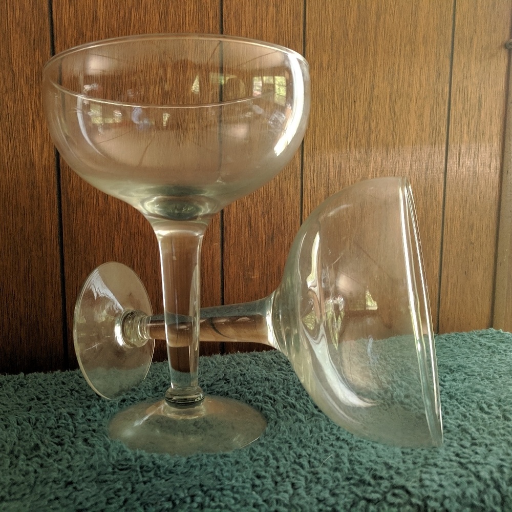 Pair of oversized margarita glasses